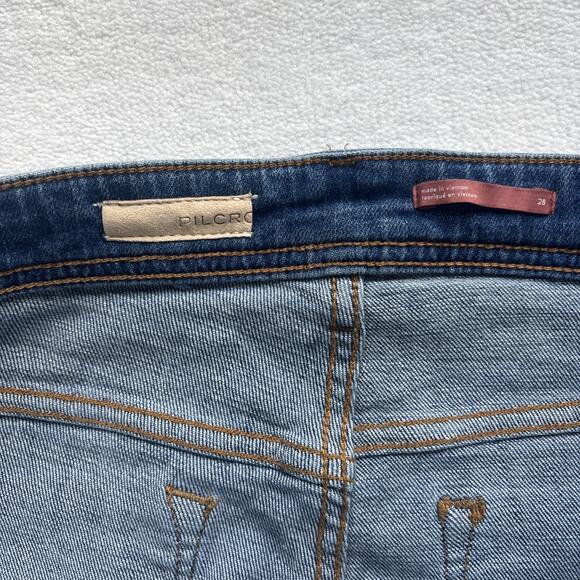 NWT Anthropologie Pilcro Womens 28 Jeans Slim Boyfriend Crop Distressed Denim - Picture 6 of 16